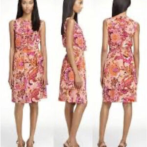 Tory Burch Darilynn Silk Dress in Pink Grapefruit/Wildflower - Size 2